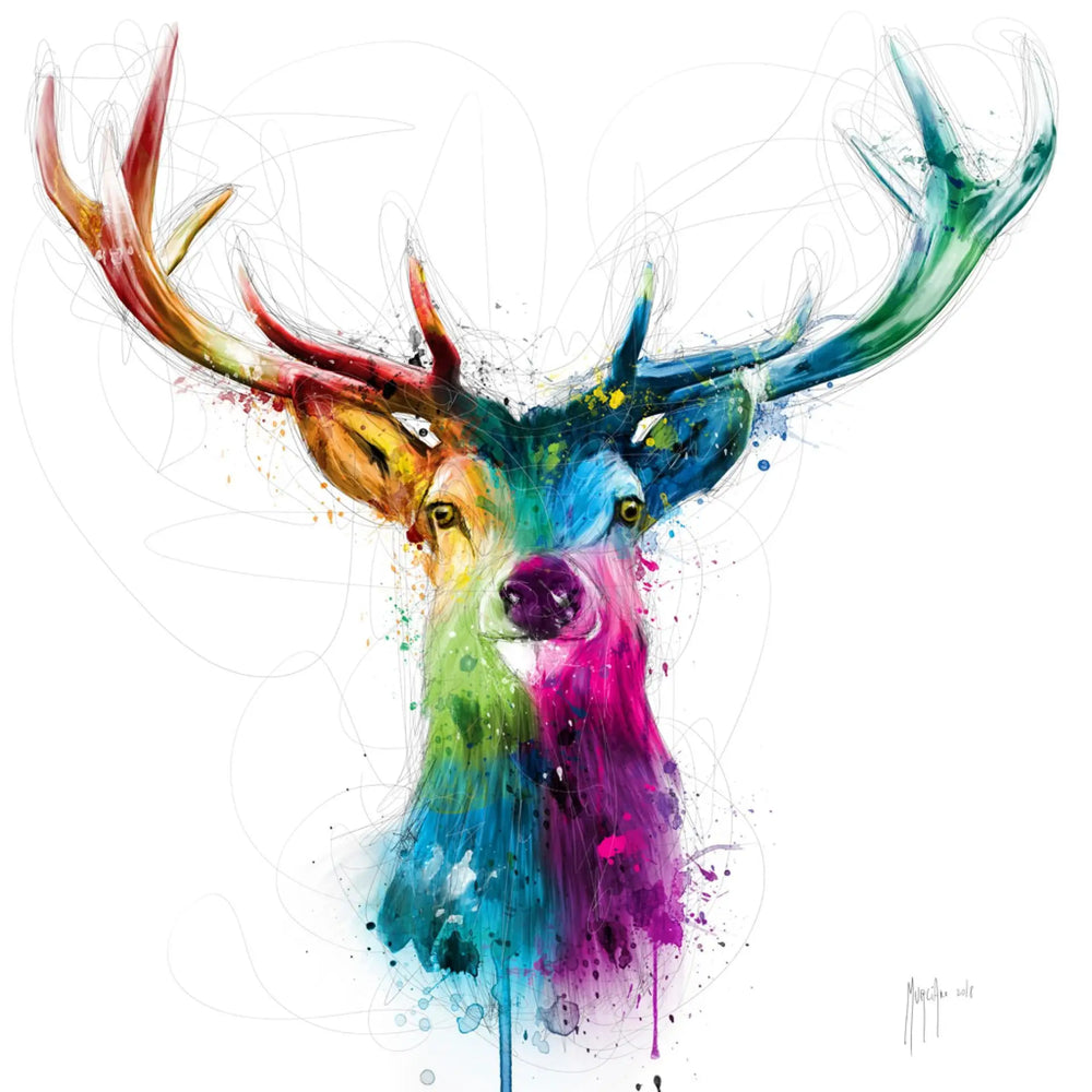 Cerf coloré Free and Wild - 30X30 - Art Moderne