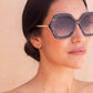 Tortoiseshell hexagonal sunglasses